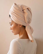 Blush | The Repair Wrap tied on damp hair, seen from behind