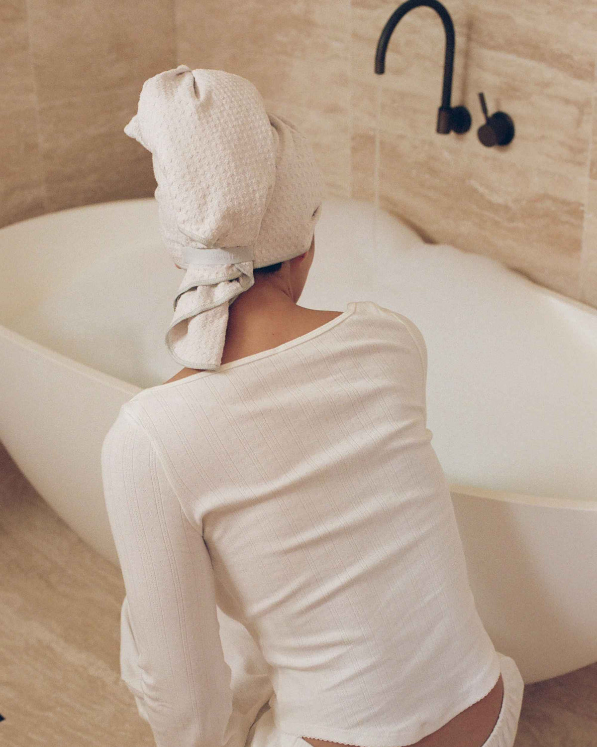 The Repair Wrap seen from behind at the bath